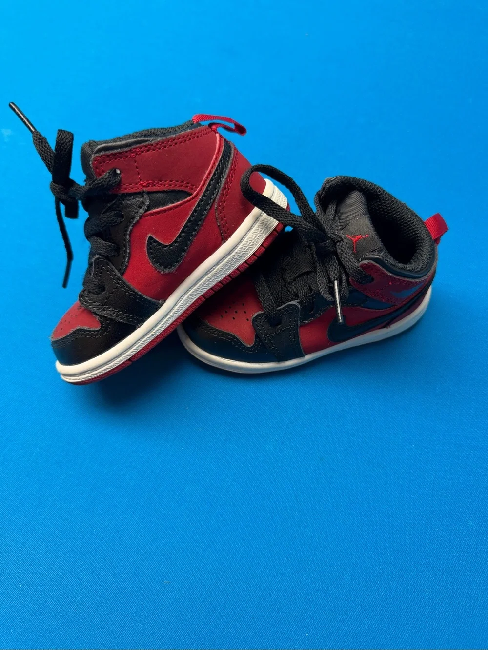 Kids Red and Black High-Top Jordans
